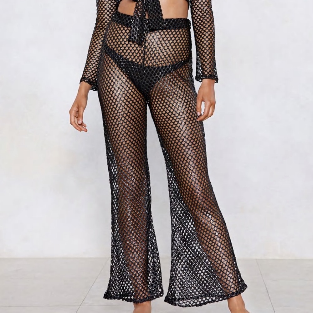 Nasty Gal metallic beach coverup pants ☀️